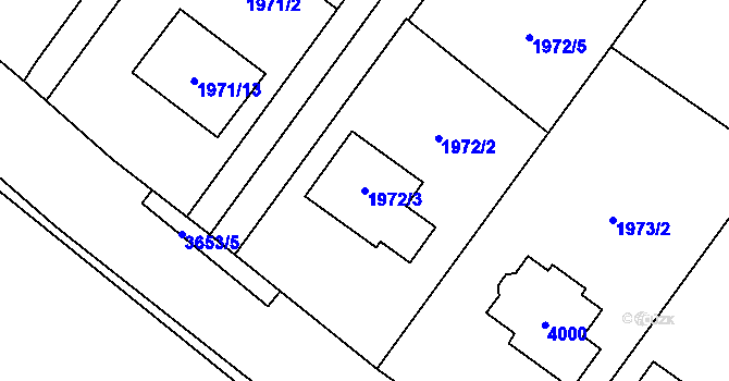 Parcela st. 1972/3 v KÚ Holešov, Katastrální mapa