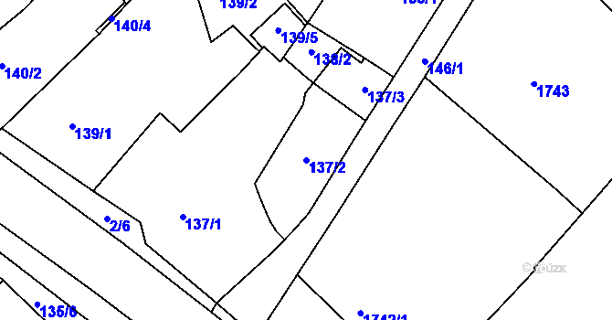 Parcela st. 137/2 v KÚ Holešov, Katastrální mapa