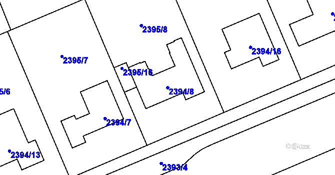 Parcela st. 2394/8 v KÚ Holešov, Katastrální mapa