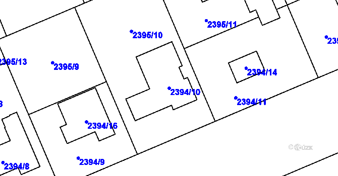 Parcela st. 2394/10 v KÚ Holešov, Katastrální mapa