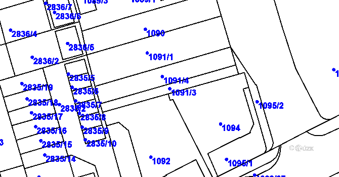 Parcela st. 1091/3 v KÚ Holešov, Katastrální mapa