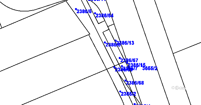 Parcela st. 2386/59 v KÚ Holešov, Katastrální mapa