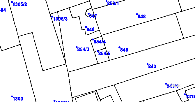 Parcela st. 854/5 v KÚ Holešov, Katastrální mapa