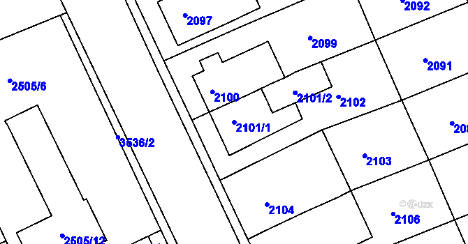 Parcela st. 2101/1 v KÚ Holešov, Katastrální mapa