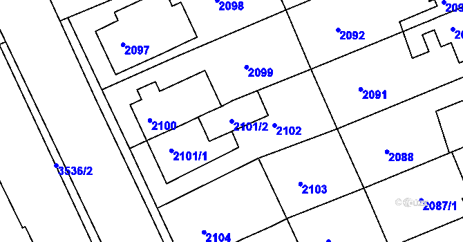 Parcela st. 2101/2 v KÚ Holešov, Katastrální mapa