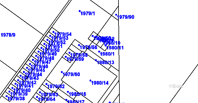 Parcela st. 1980/1 v KÚ Holešov, Katastrální mapa