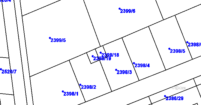 Parcela st. 2398/18 v KÚ Holešov, Katastrální mapa