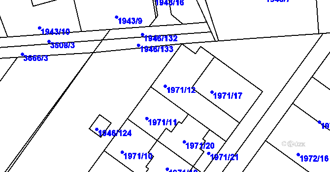 Parcela st. 1971/12 v KÚ Holešov, Katastrální mapa