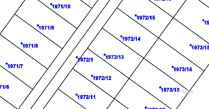 Parcela st. 1972/13 v KÚ Holešov, Katastrální mapa