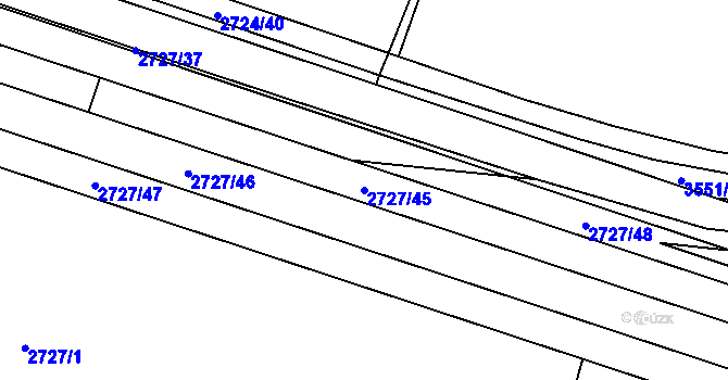 Parcela st. 2727/45 v KÚ Holešov, Katastrální mapa