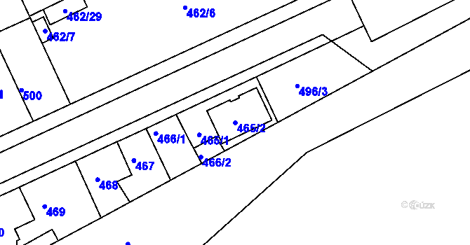 Parcela st. 465/2 v KÚ Holešov, Katastrální mapa