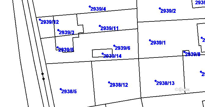 Parcela st. 2939/14 v KÚ Holešov, Katastrální mapa