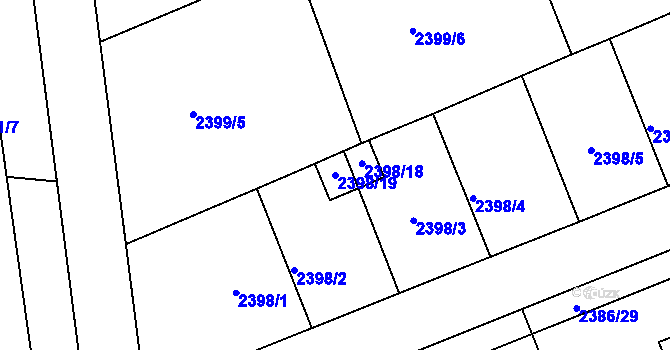 Parcela st. 2398/19 v KÚ Holešov, Katastrální mapa
