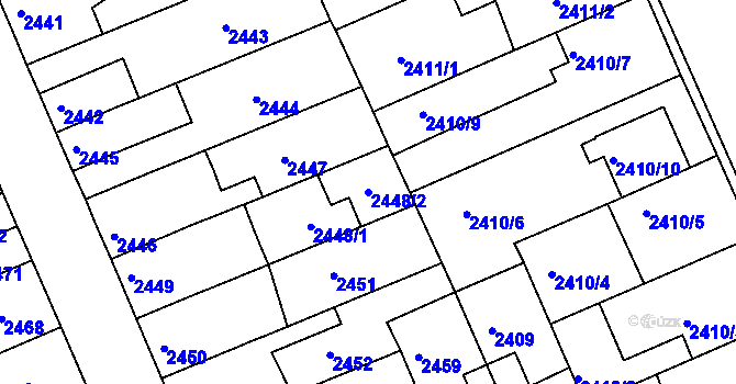 Parcela st. 2448/2 v KÚ Holešov, Katastrální mapa