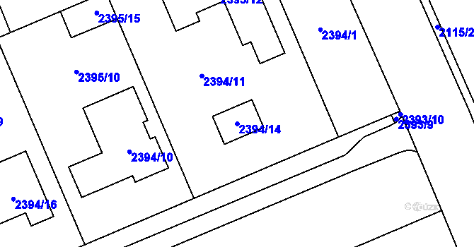 Parcela st. 2394/14 v KÚ Holešov, Katastrální mapa