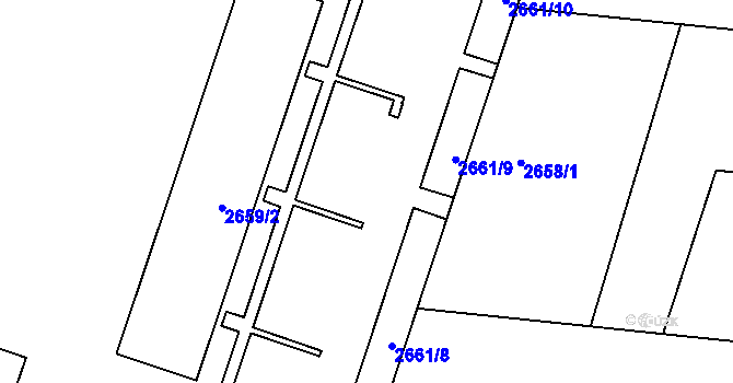Parcela st. 2661/7 v KÚ Holešov, Katastrální mapa