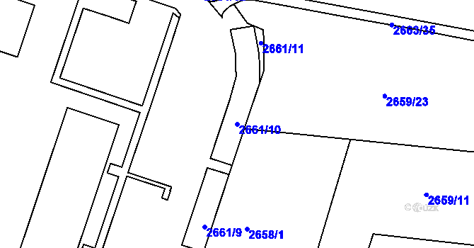 Parcela st. 2661/10 v KÚ Holešov, Katastrální mapa