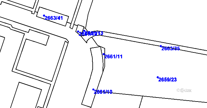 Parcela st. 2661/11 v KÚ Holešov, Katastrální mapa