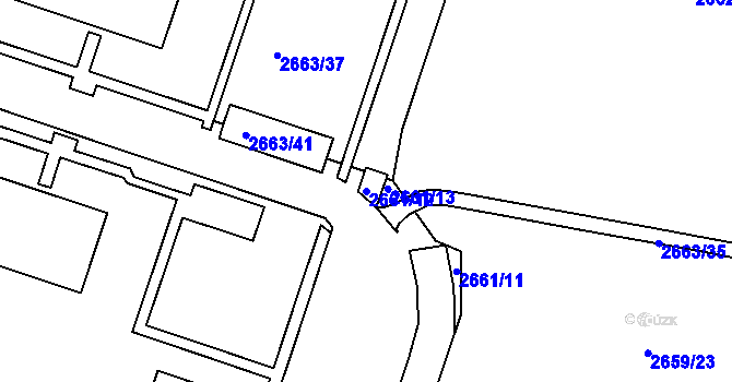 Parcela st. 2661/12 v KÚ Holešov, Katastrální mapa