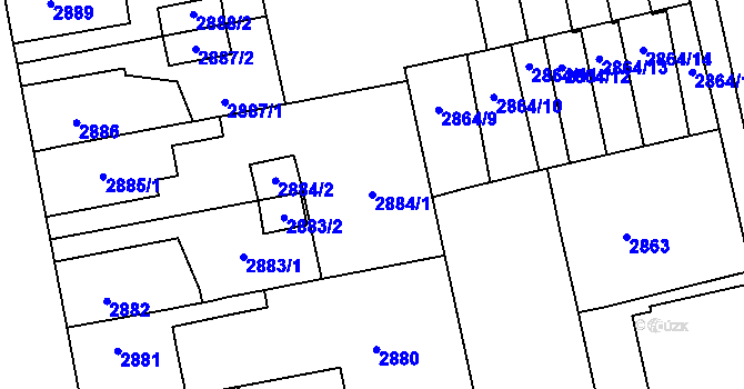 Parcela st. 2884/1 v KÚ Holešov, Katastrální mapa
