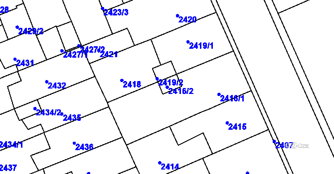 Parcela st. 2416/2 v KÚ Holešov, Katastrální mapa