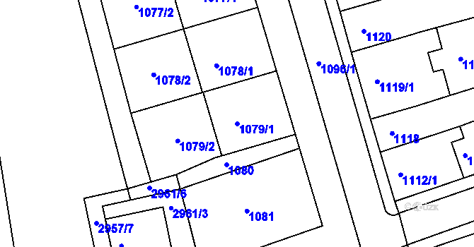 Parcela st. 1079/1 v KÚ Holešov, Katastrální mapa