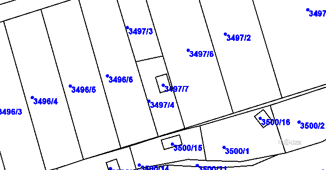 Parcela st. 3497/7 v KÚ Holešov, Katastrální mapa