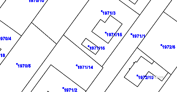 Parcela st. 1971/16 v KÚ Holešov, Katastrální mapa