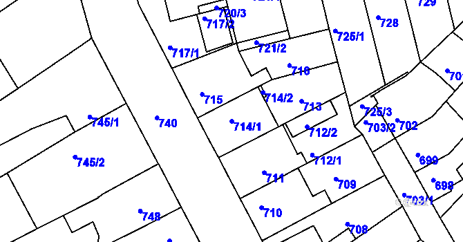 Parcela st. 714/1 v KÚ Holešov, Katastrální mapa