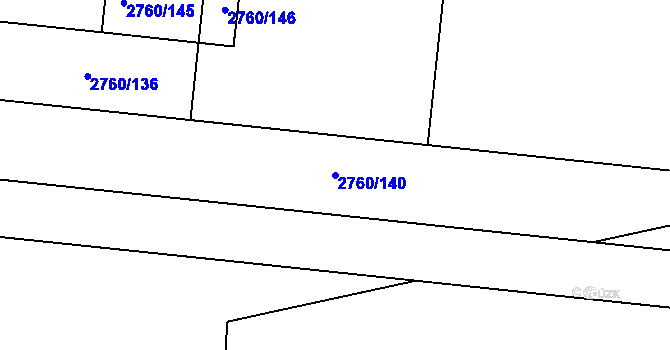 Parcela st. 2760/140 v KÚ Holešov, Katastrální mapa