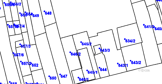 Parcela st. 645/2 v KÚ Holešov, Katastrální mapa