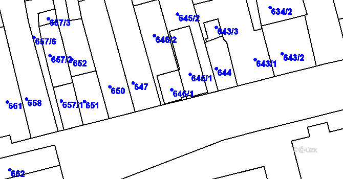 Parcela st. 646/1 v KÚ Holešov, Katastrální mapa