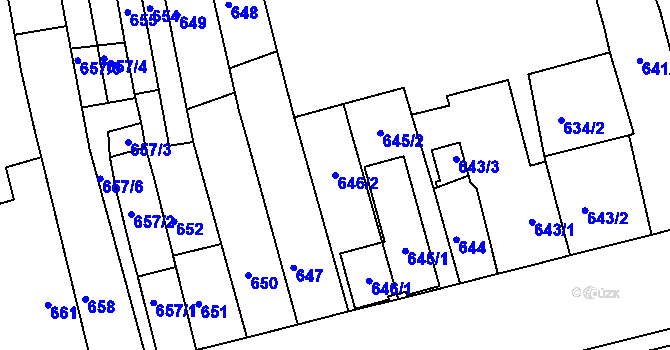 Parcela st. 646/2 v KÚ Holešov, Katastrální mapa