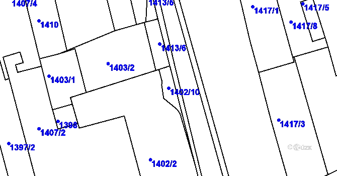 Parcela st. 1402/10 v KÚ Holešov, Katastrální mapa