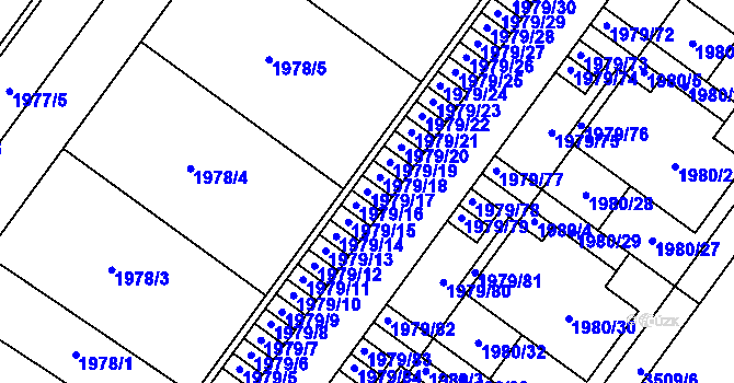 Parcela st. 1979/17 v KÚ Holešov, Katastrální mapa