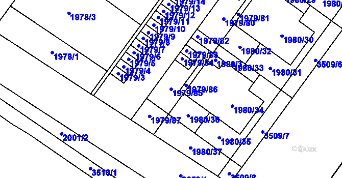 Parcela st. 1979/85 v KÚ Holešov, Katastrální mapa