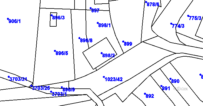 Parcela st. 898/2 v KÚ Holešov, Katastrální mapa