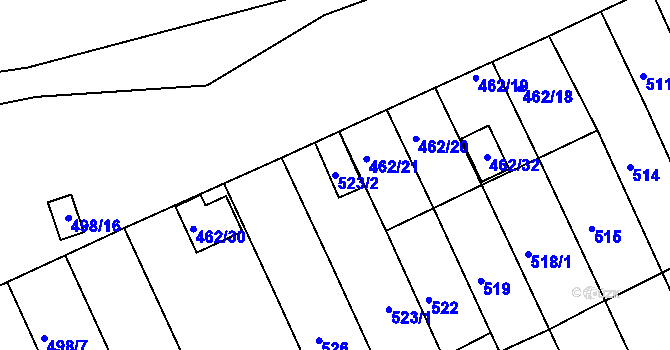 Parcela st. 523/2 v KÚ Holešov, Katastrální mapa