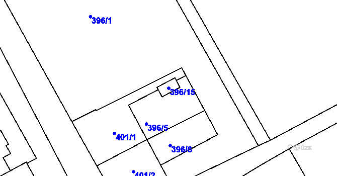 Parcela st. 396/15 v KÚ Holešov, Katastrální mapa