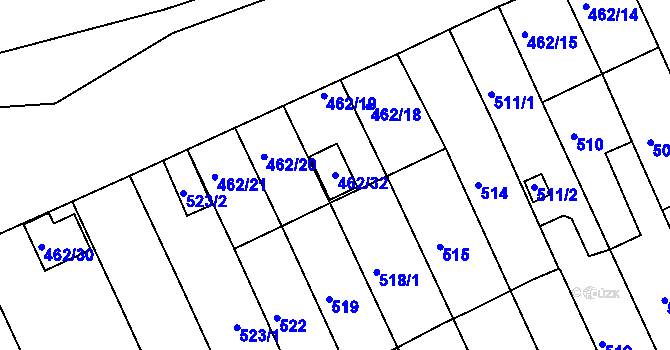 Parcela st. 462/32 v KÚ Holešov, Katastrální mapa