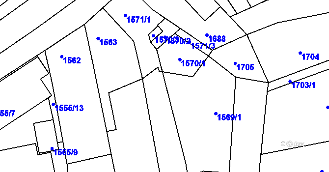 Parcela st. 1569/2 v KÚ Holešov, Katastrální mapa