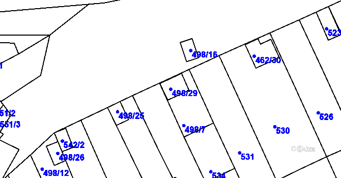 Parcela st. 498/29 v KÚ Holešov, Katastrální mapa