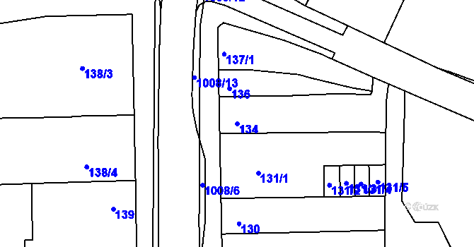 Parcela st. 134 v KÚ Všetuly, Katastrální mapa