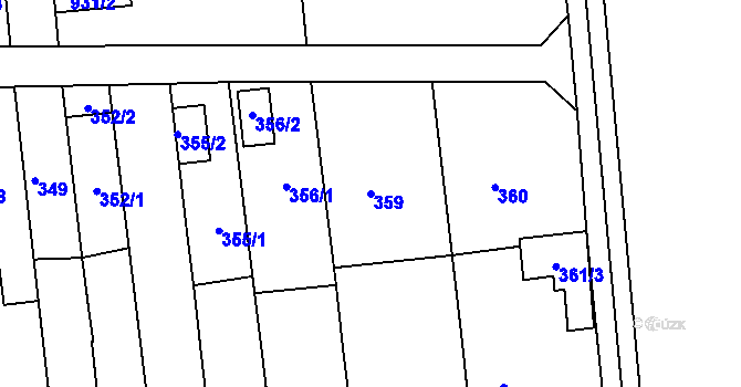 Parcela st. 359 v KÚ Všetuly, Katastrální mapa