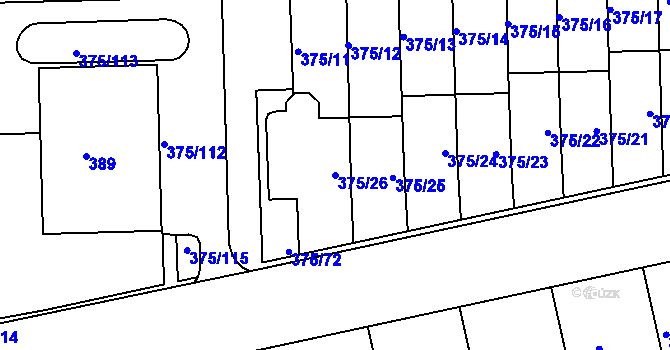 Parcela st. 375/26 v KÚ Všetuly, Katastrální mapa