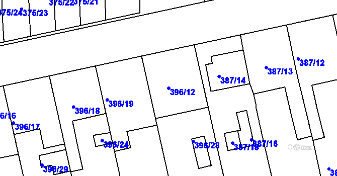 Parcela st. 396/12 v KÚ Všetuly, Katastrální mapa
