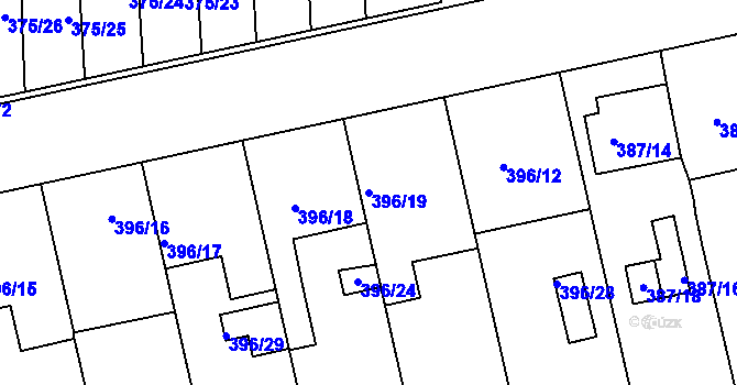 Parcela st. 396/19 v KÚ Všetuly, Katastrální mapa