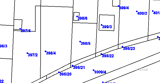 Parcela st. 398/5 v KÚ Všetuly, Katastrální mapa