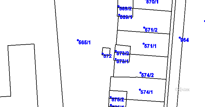Parcela st. 572 v KÚ Všetuly, Katastrální mapa