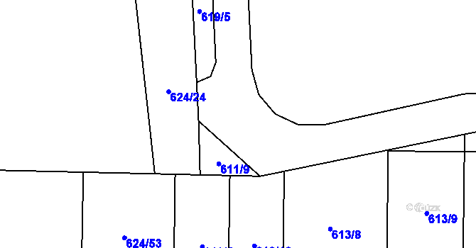 Parcela st. 613/3 v KÚ Všetuly, Katastrální mapa
